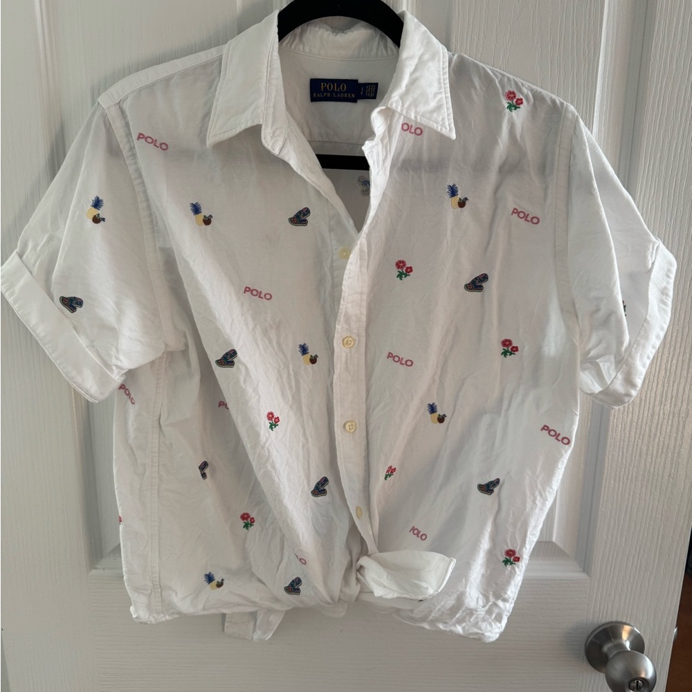 Polo by Ralph Lauren White Embroidered Shirt